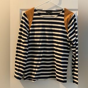 JCrew Striped & suede long sleeve shirt Size M